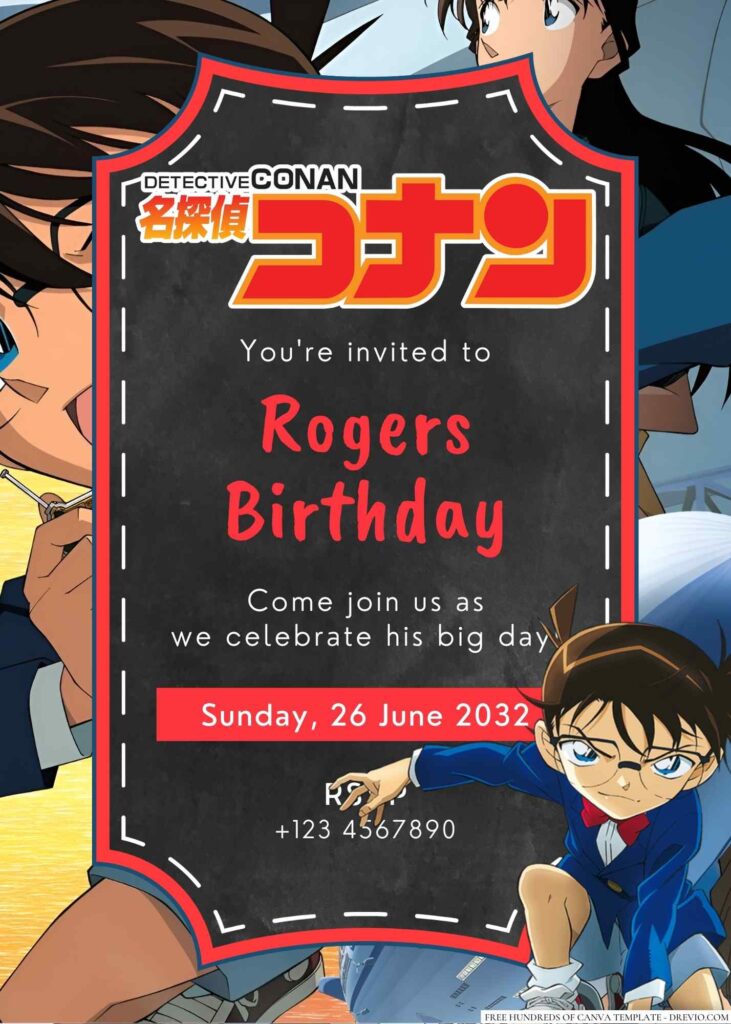 Detective Conan Birthday Invitation