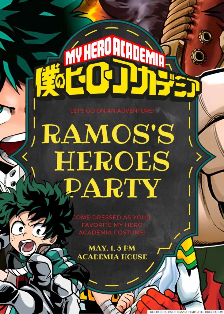 My Hero Academia Birthday Invitation