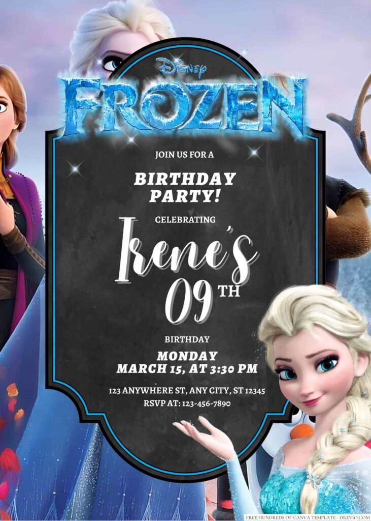 Free Editable Elsa Frozen Birthday Invitation