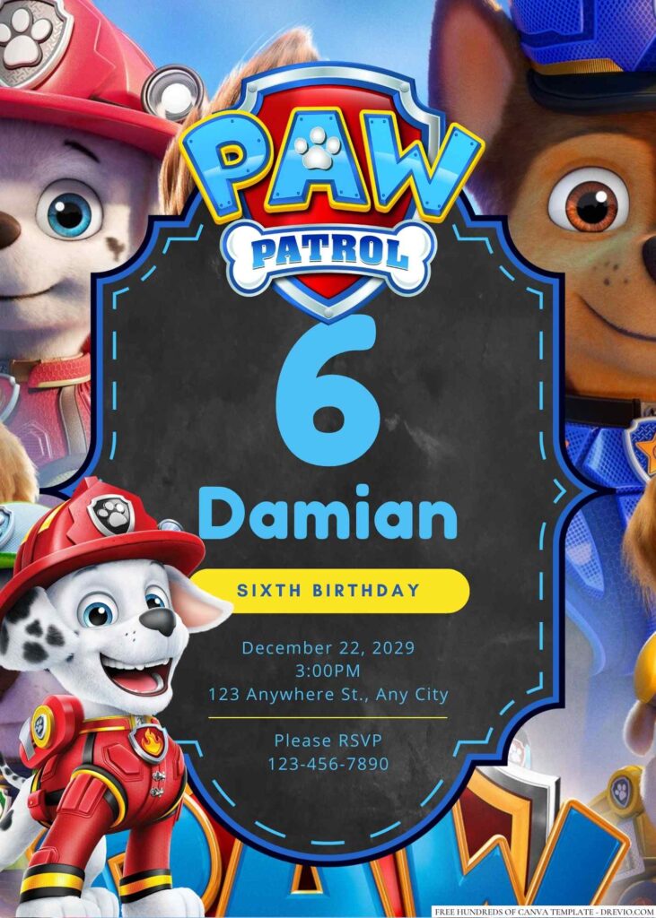 Free Editable Paw Patrol Birthday Invitation