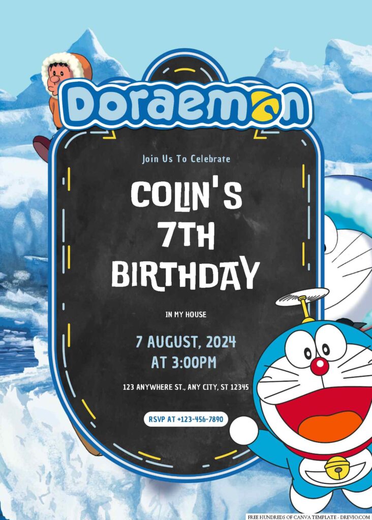 Free Editable Doraemon Birthday Invitation