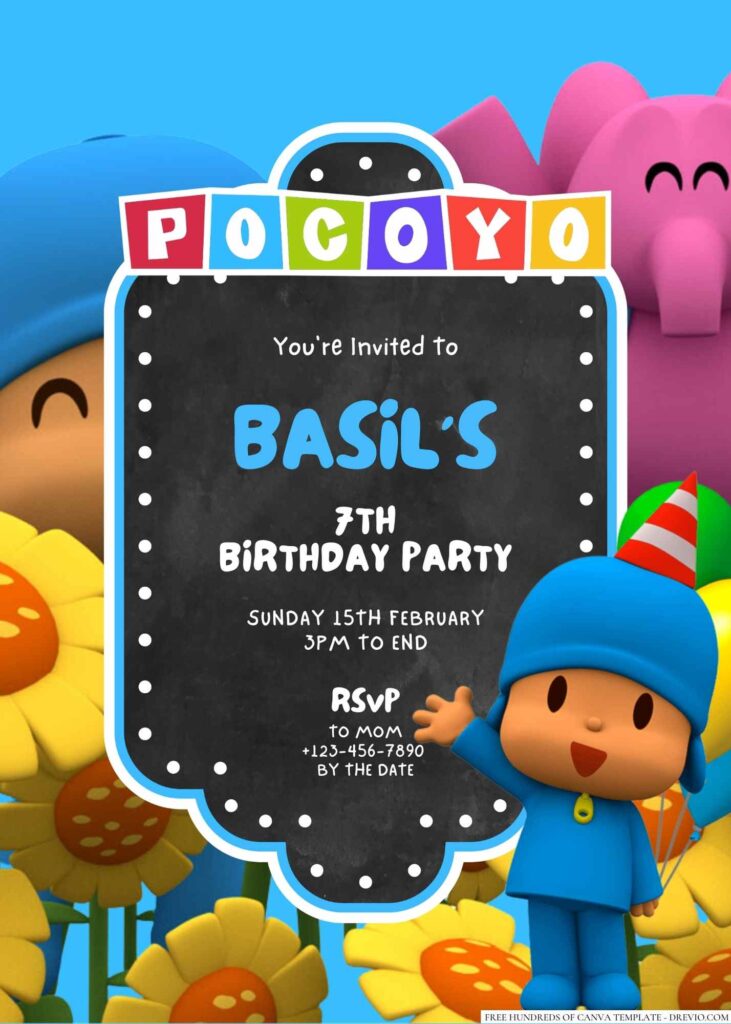 Free Editable Pocoyo Birthday Invitation