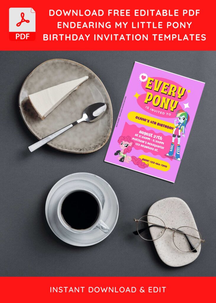 (Free Editable PDF) Adventure Of My Little Pony Birthday Invitation Templates G