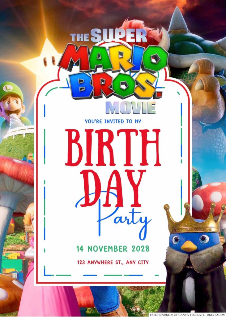 Free Editable Super Mario Bros. Birthday Invitation