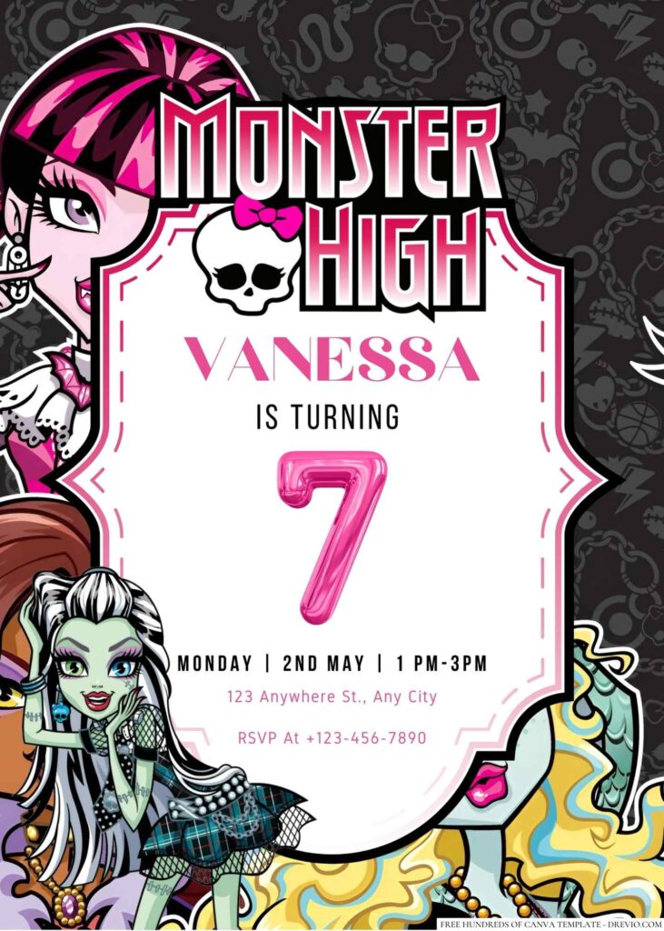 Free Editable Monster High Birthday Invitation