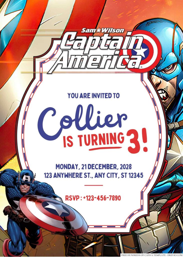 Free Editable Captain America Birthday Invitation