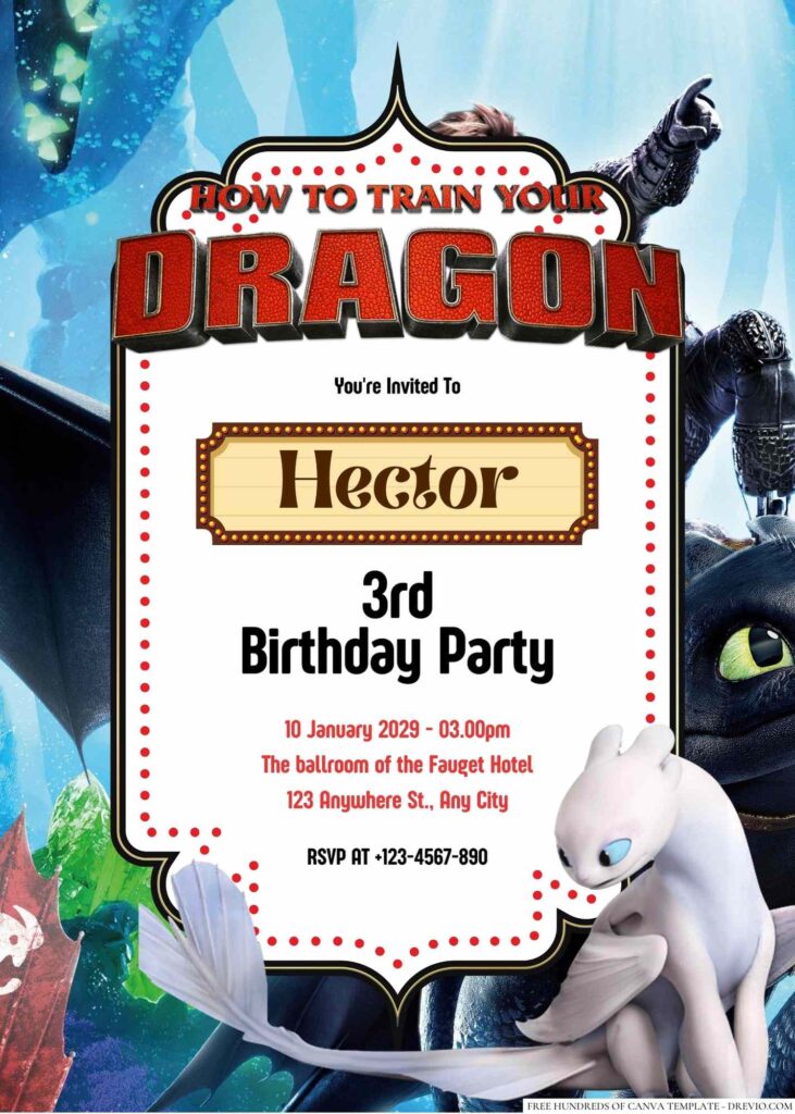 Free Editable How to Train Your Dragon Birthday Invitation