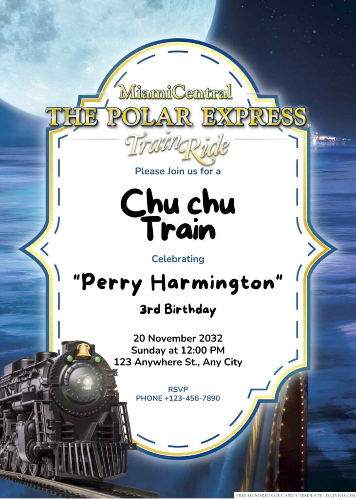 Free Editable The Polar Express Birthday Invitation