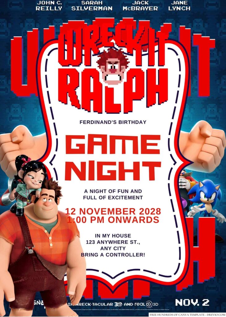 Free Editable Wreck-It Ralph Birthday Invitation 