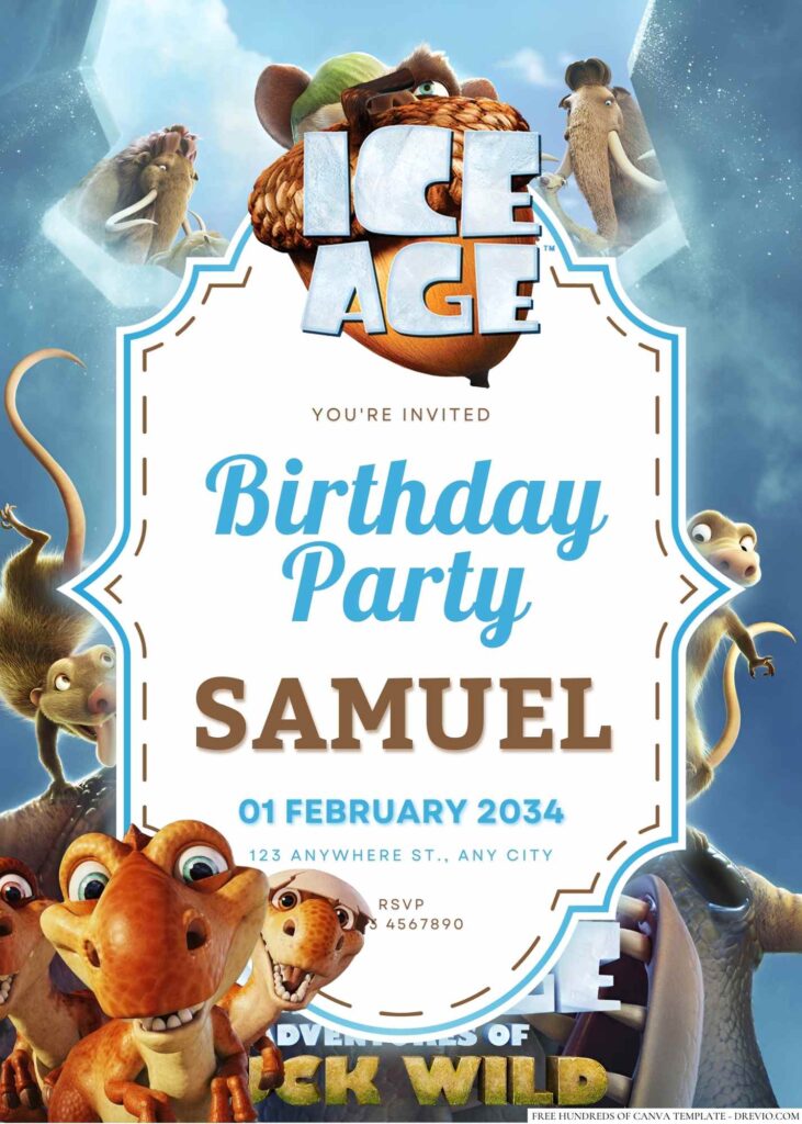 Free Editable Ice Age Birthday Invitation