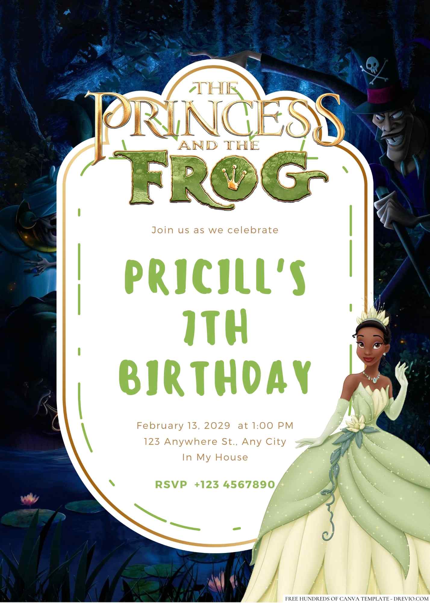 16+ The Princess and the Frog Canva Birthday Invitation Templates