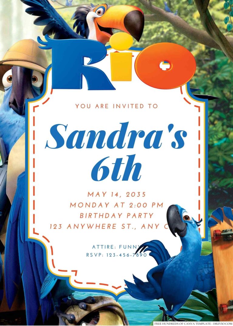 Free Editable Rio Birthday Invitation