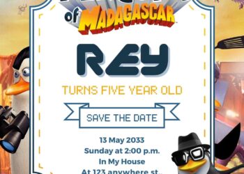 Free Editable Penguin Madagascar Birthday Invitation