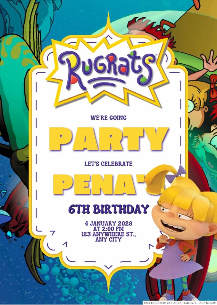 Free Editable Angelica Pickles (Rugrats) Birthday Invitation