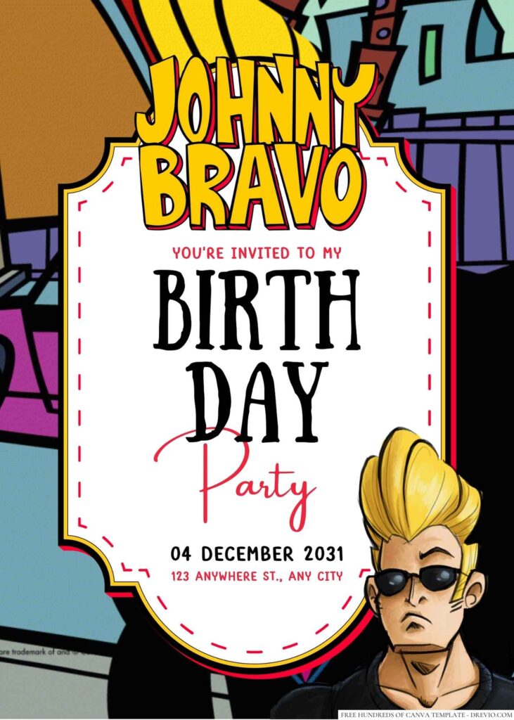 Free Editable Johnny Bravo Birthday Invitation