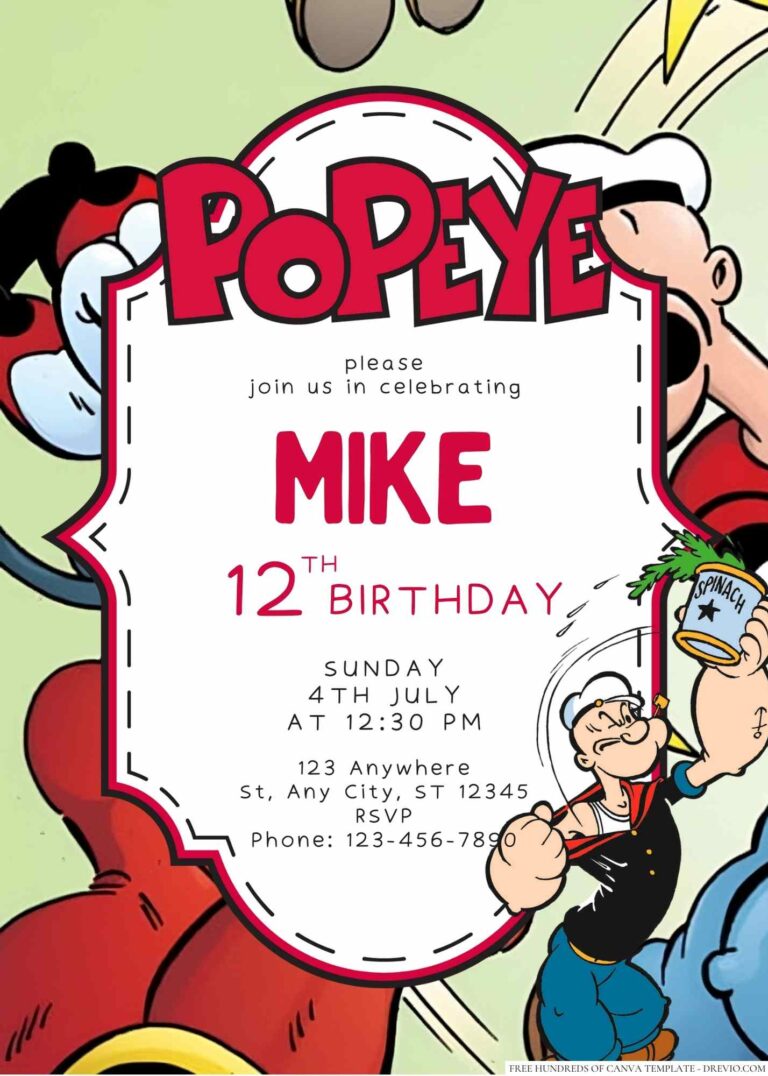 Free Editable Popeye Birthday Invitation