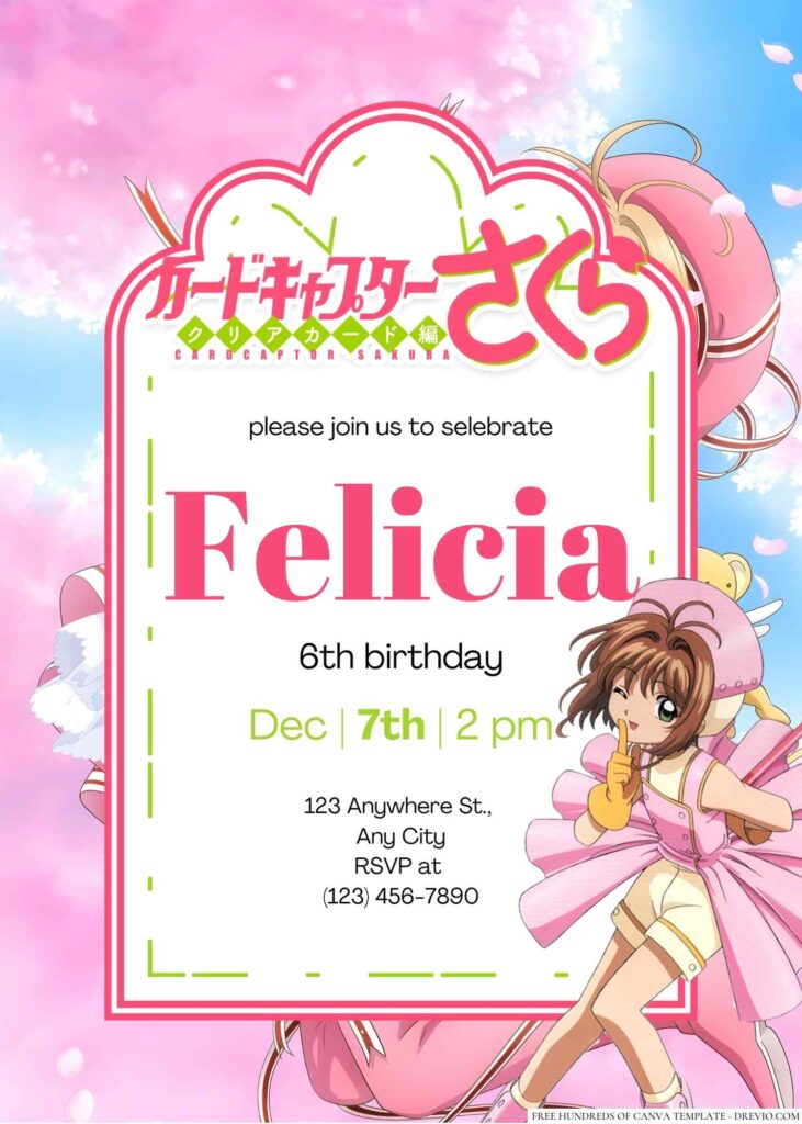 Cardcaptor Sakura Birthday Invitation