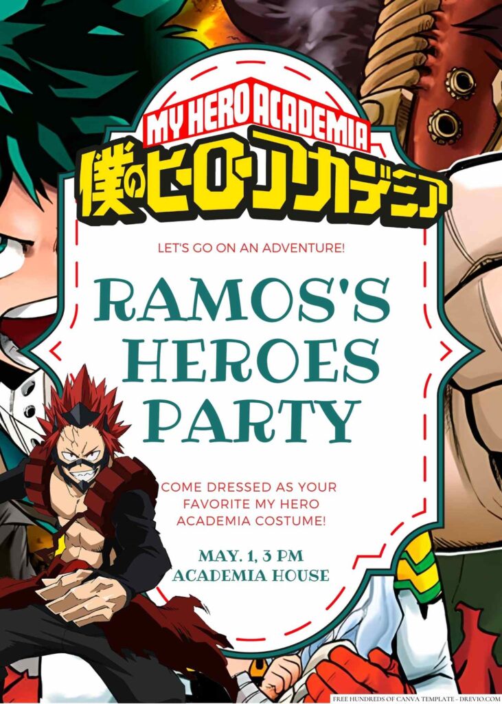 My Hero Academia Birthday Invitation