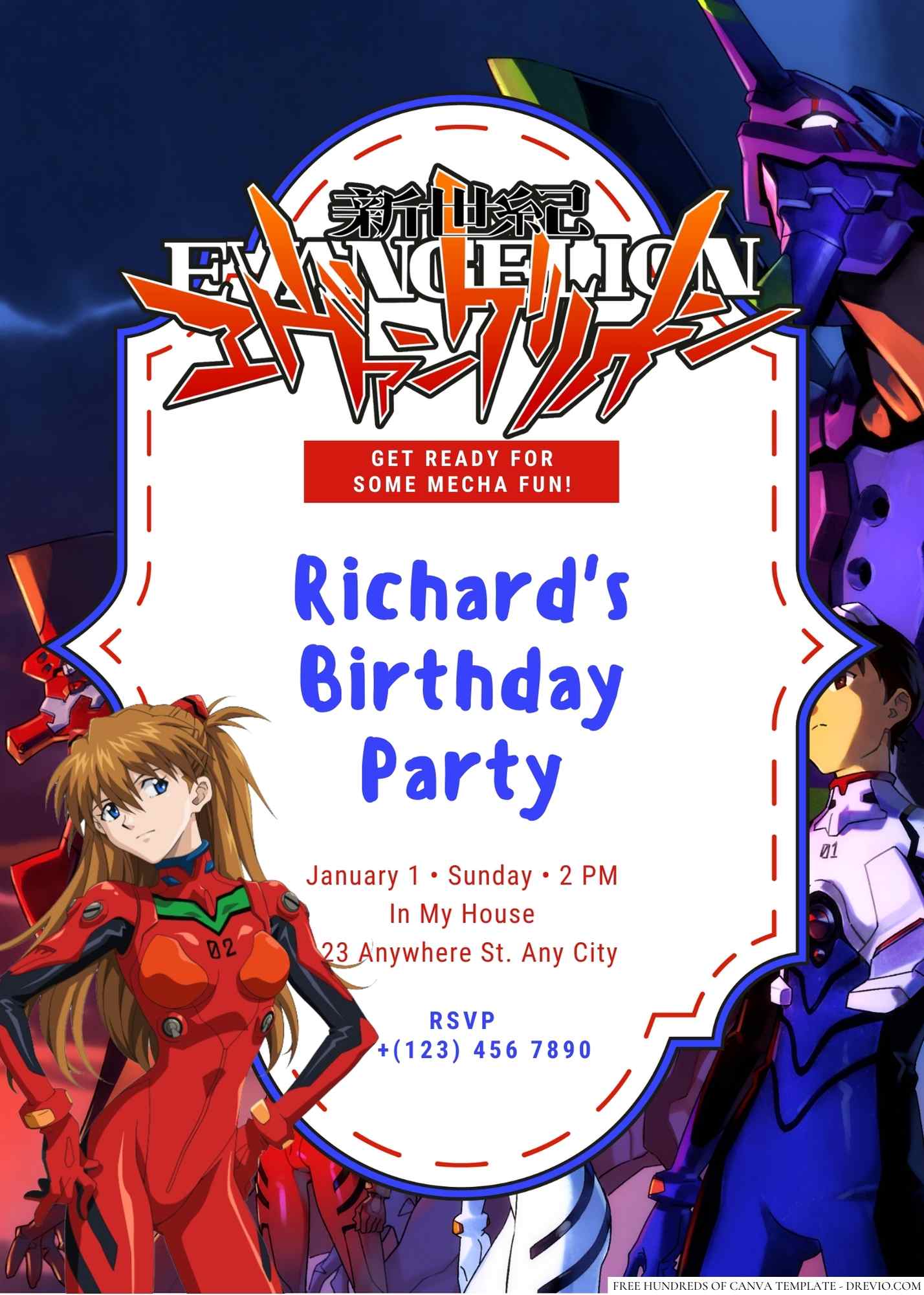 16+ FREE Neon Genesis Evangelion Birthday Invitations for Canva That Every Anime Fan Will Love (2026)