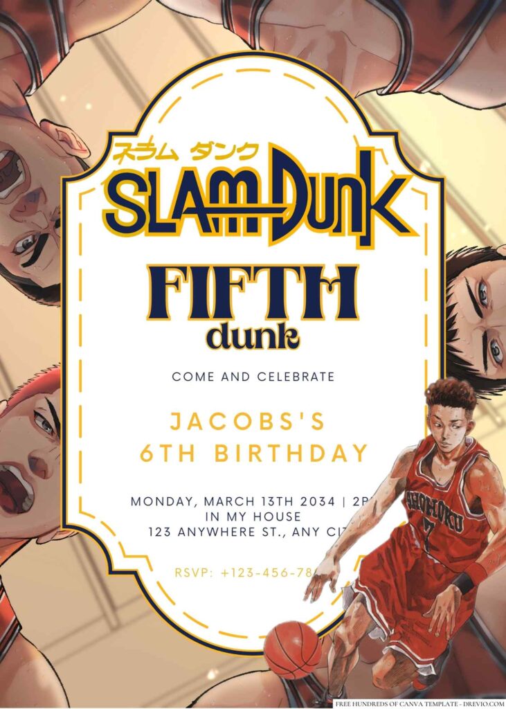 Slam Dunk Birthday Invitation