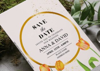(Free Editable PDF) Soft Floral And Gold Frame Wedding Invitation Templates
