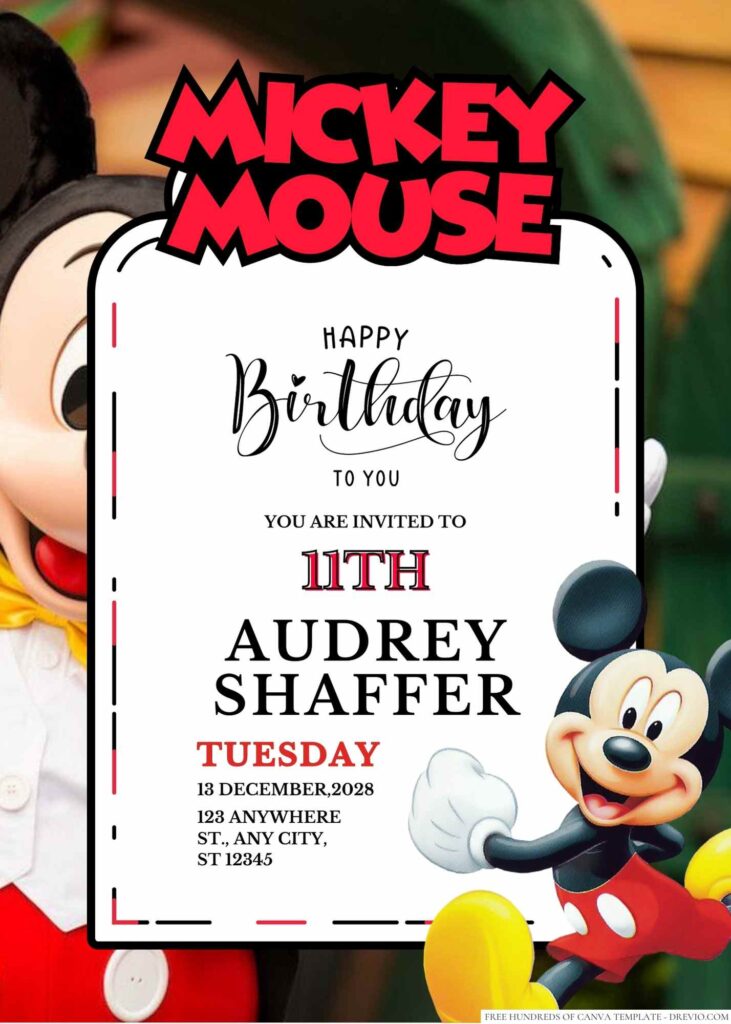 Free Editable Mickey Mouse Birthday Invitation