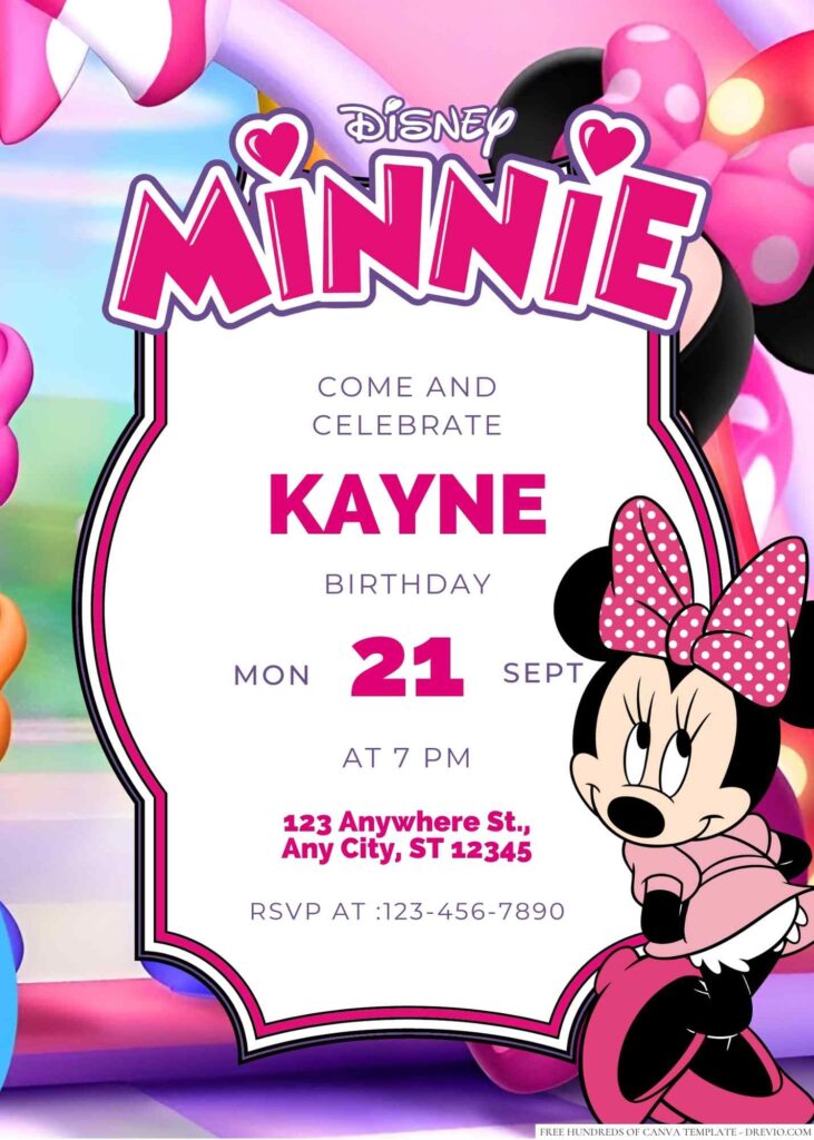 Free Editable Minnie Mouse Birthday Invitation