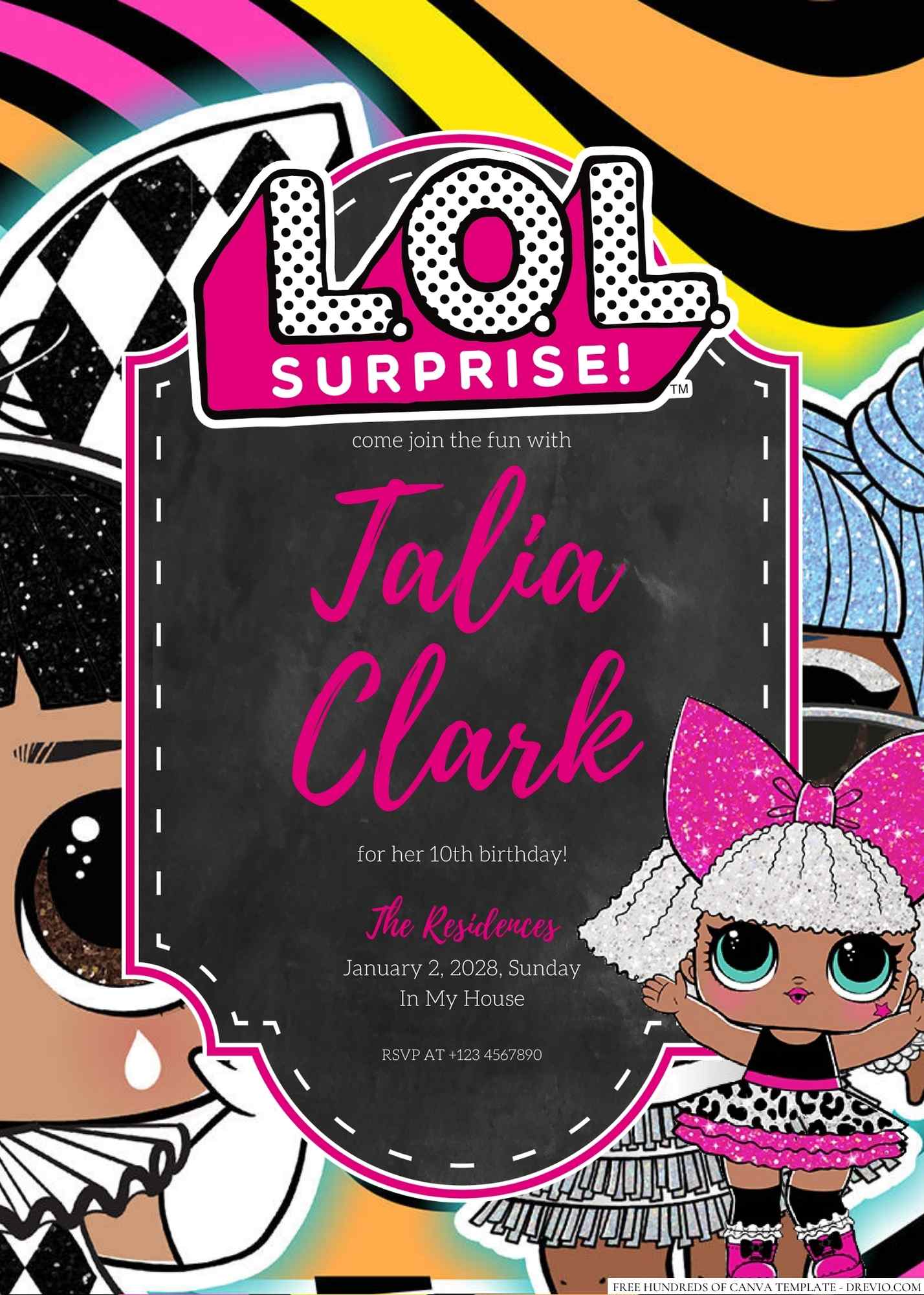 Free Editable L.O.L. Surprise! Birthday Invitation