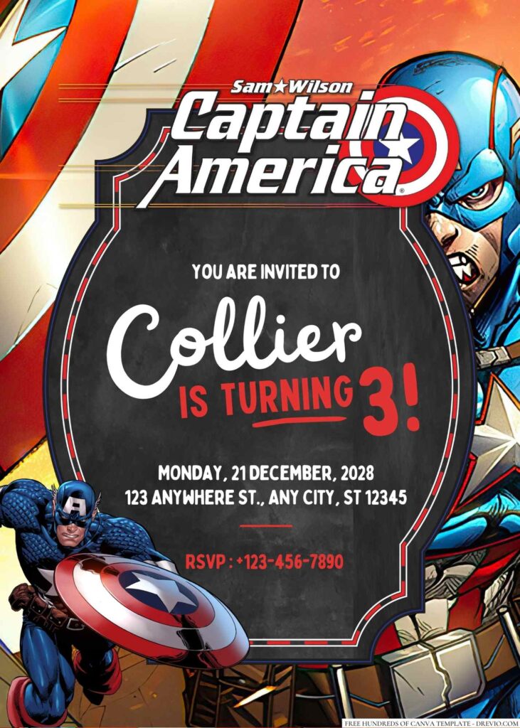 Free Editable Captain America Birthday Invitation