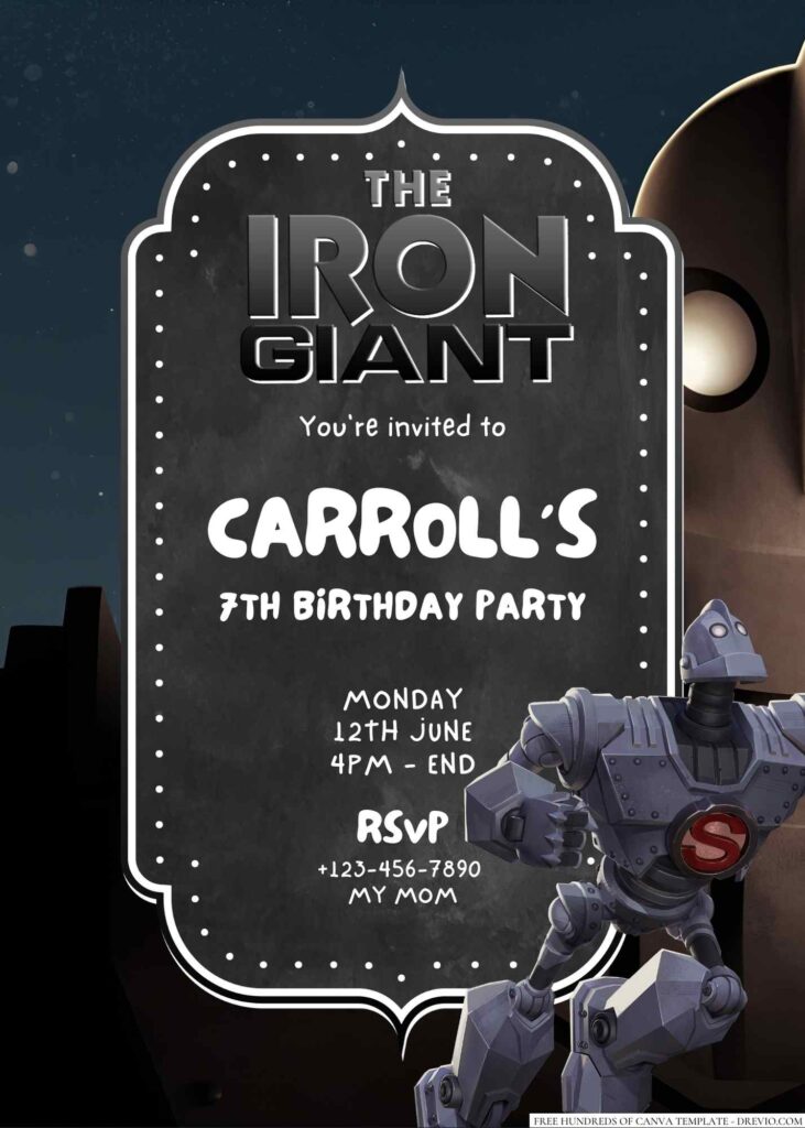Free Editable The Iron Giant Birthday Invitation 