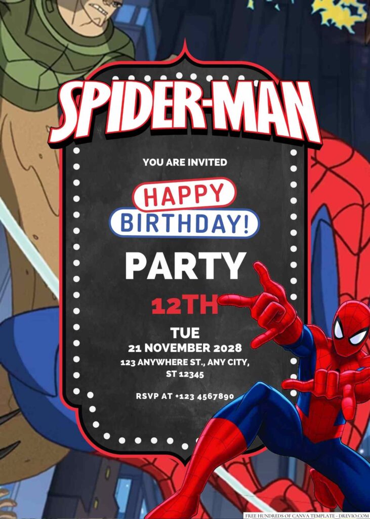 Free Editable Spiderman Birthday Invitation