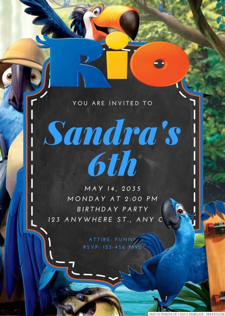 Free Editable Rio Birthday Invitation