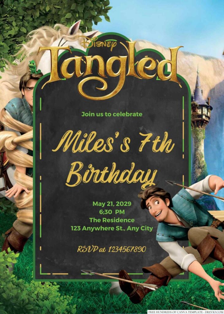 Free Editable Flynn Rider Tangled Birthday invitation