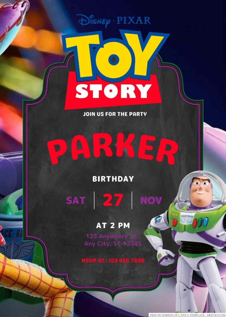Free Editable Buzz Lightyear Birthday Invitation