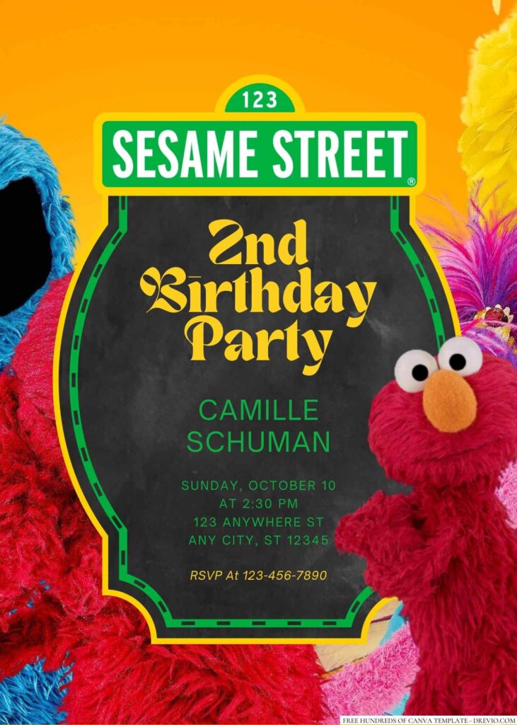 Free Editable Elmo from Sesame Street Birthday Invitation