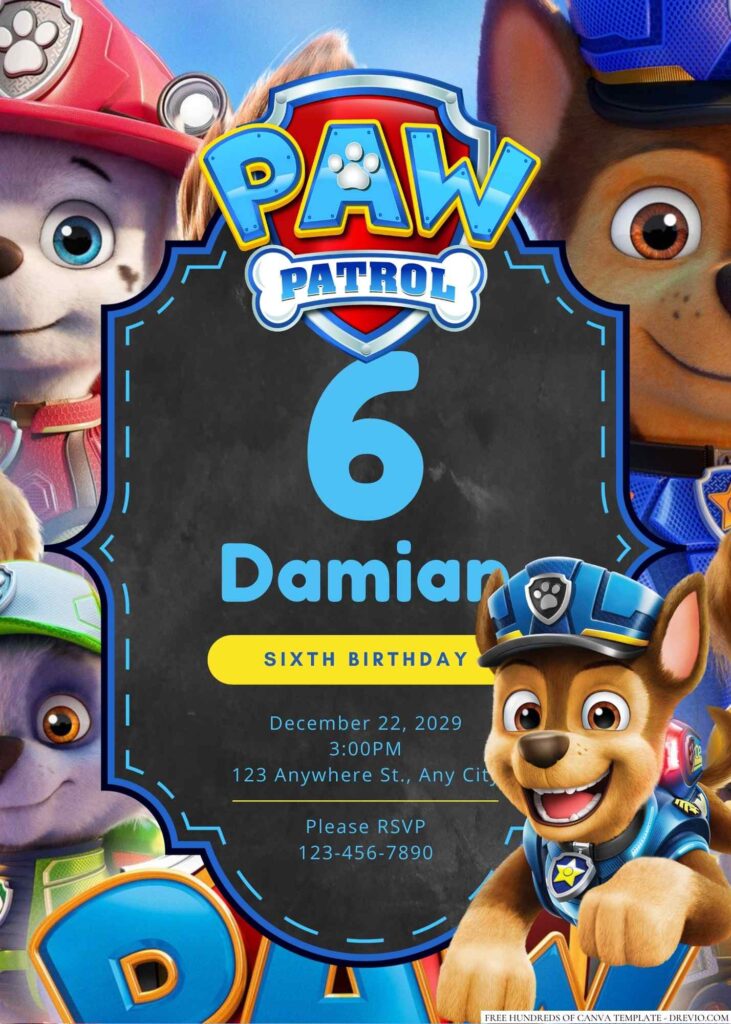 Free Editable Paw Patrol Birthday Invitation