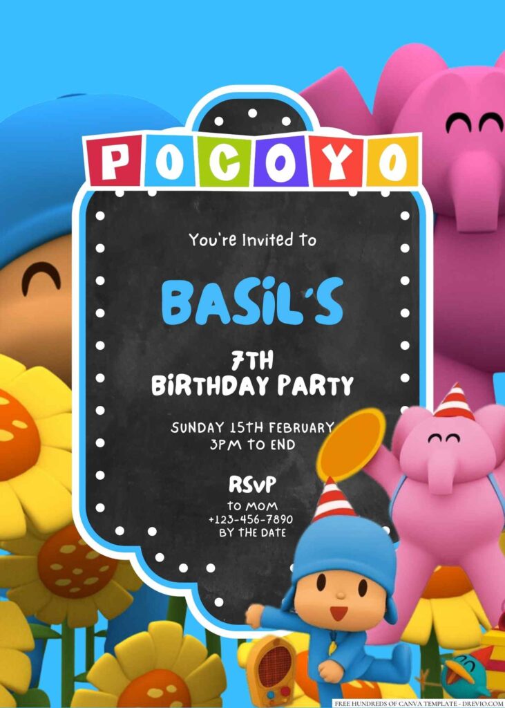 Free Editable Pocoyo Birthday Invitation
