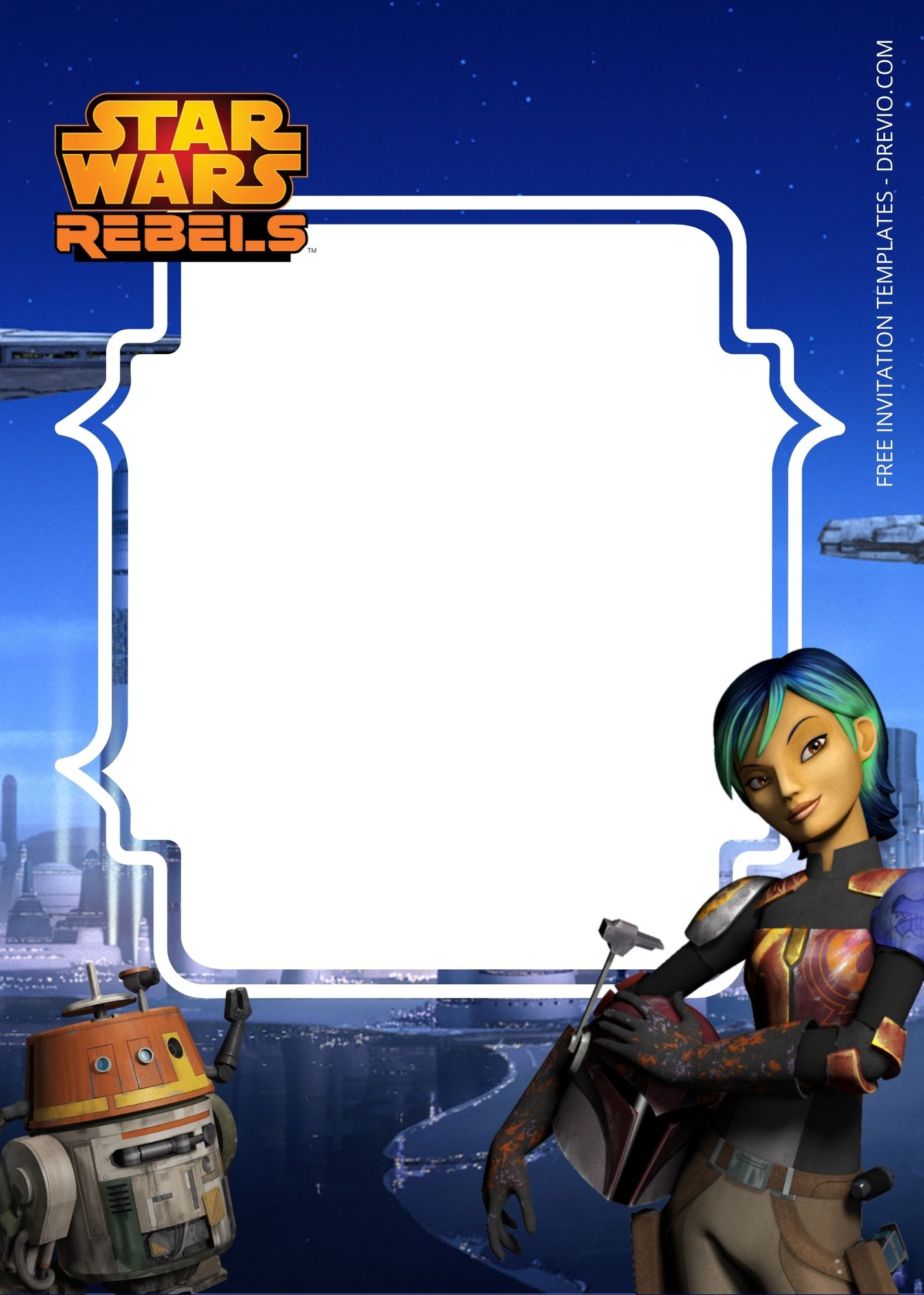 Blank Star Wars Rebels Two Birthday Invitation Templates One
