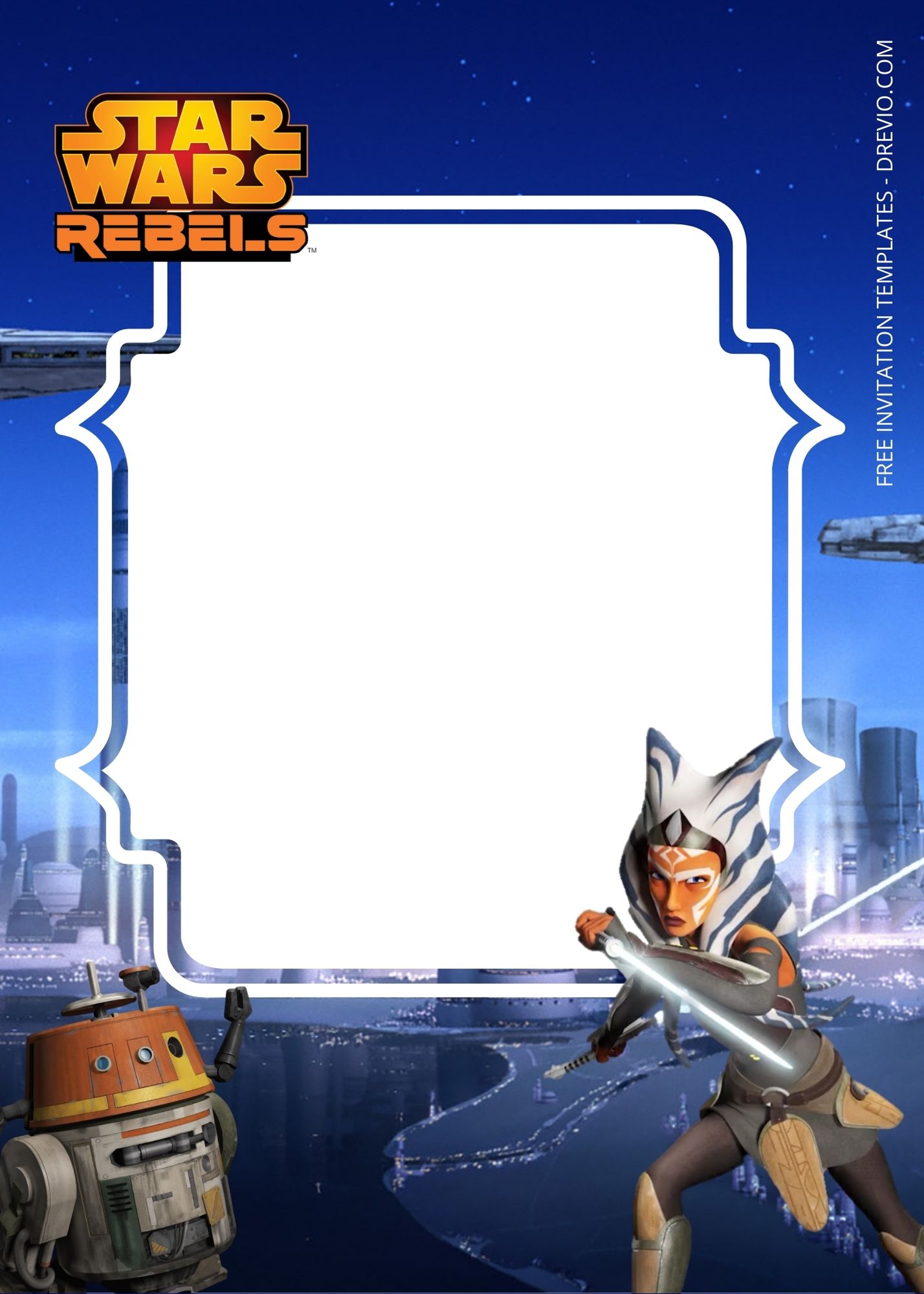 Blank Star Wars Rebels Two Birthday Invitation Templates Six