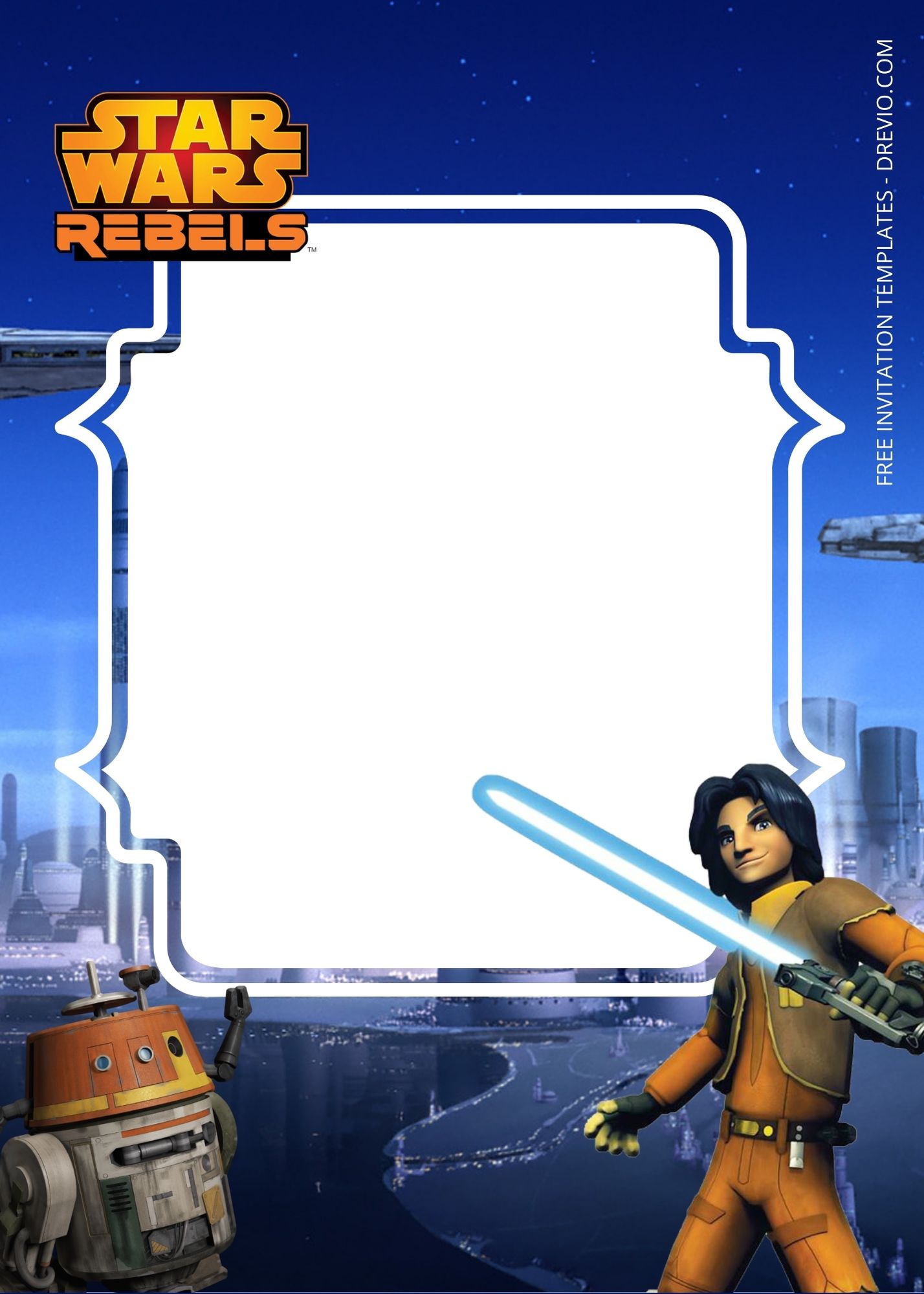 Blank Star Wars Rebels Two Birthday Invitation Templates Three