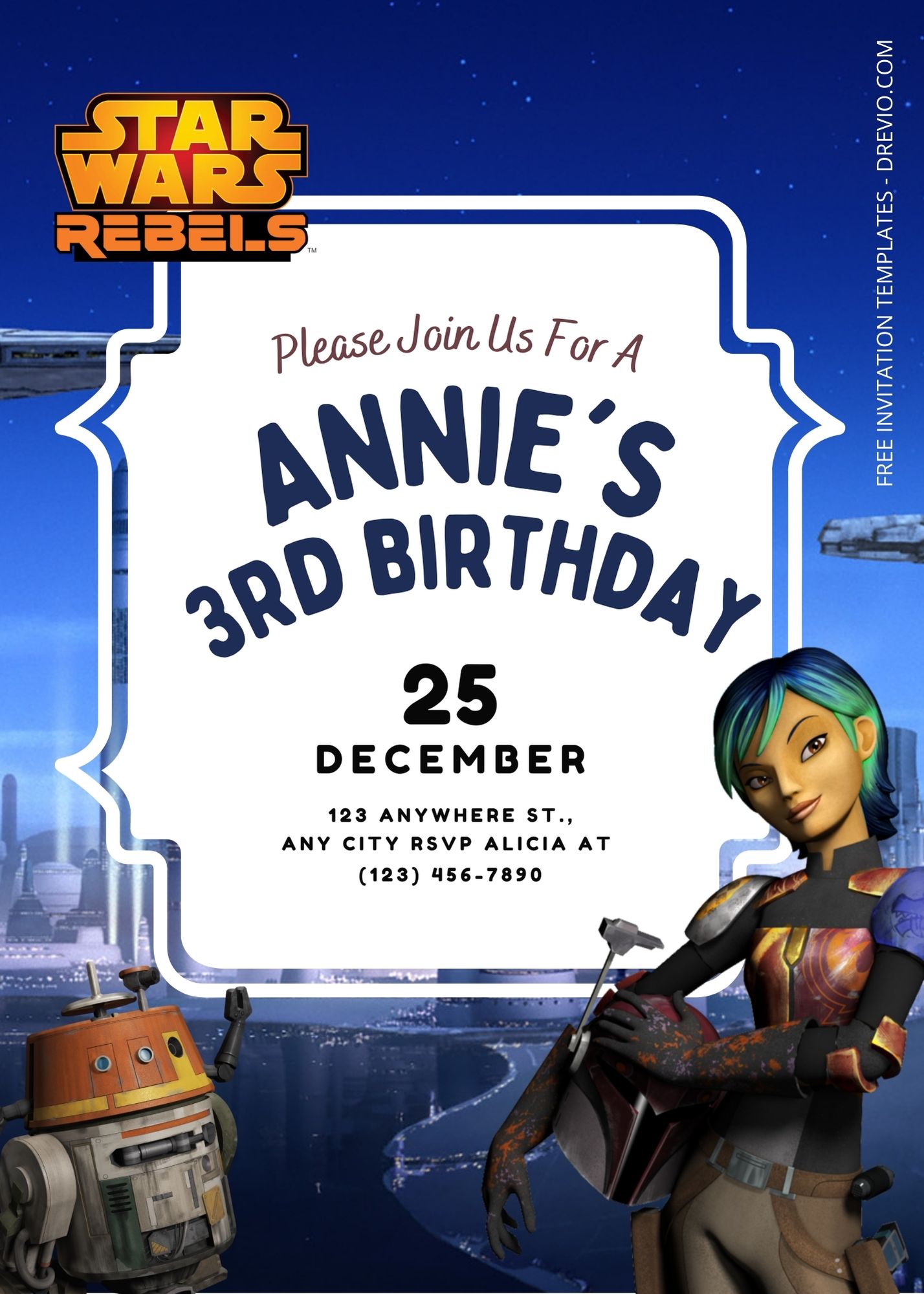 8+ Star Wars Rebels Two Birthday Invitation Templates Title