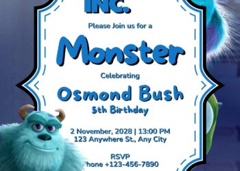 Free Editable Monsters, Inc. Birthday Invitation