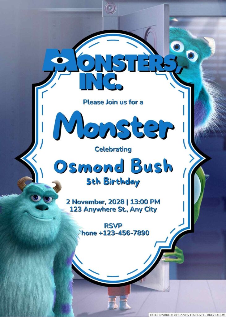 Free Editable Monsters, Inc. Birthday Invitation
