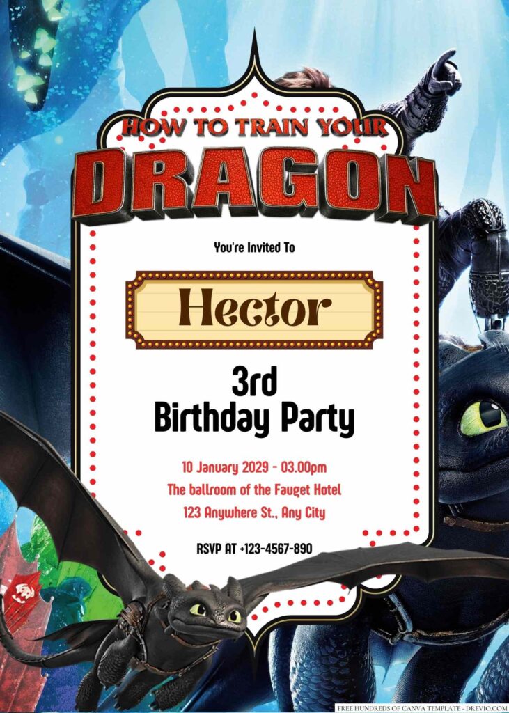 Free Editable How to Train Your Dragon Birthday Invitation