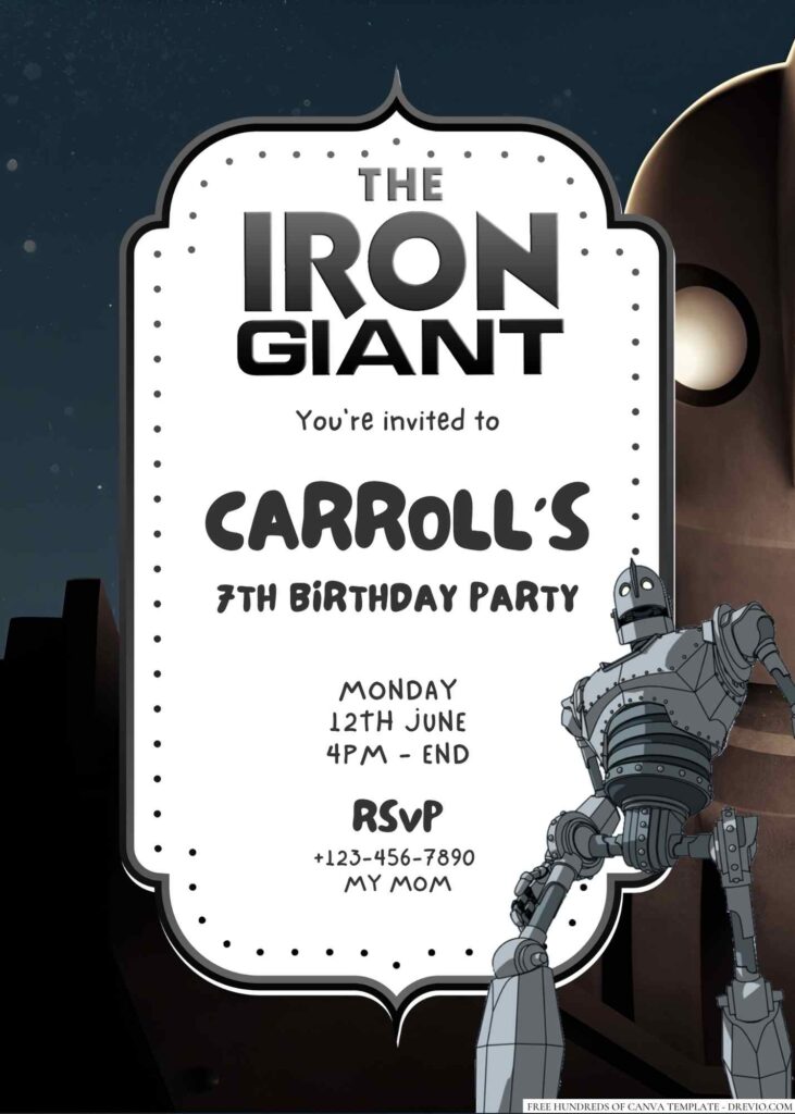 Free Editable The Iron Giant Birthday Invitation 