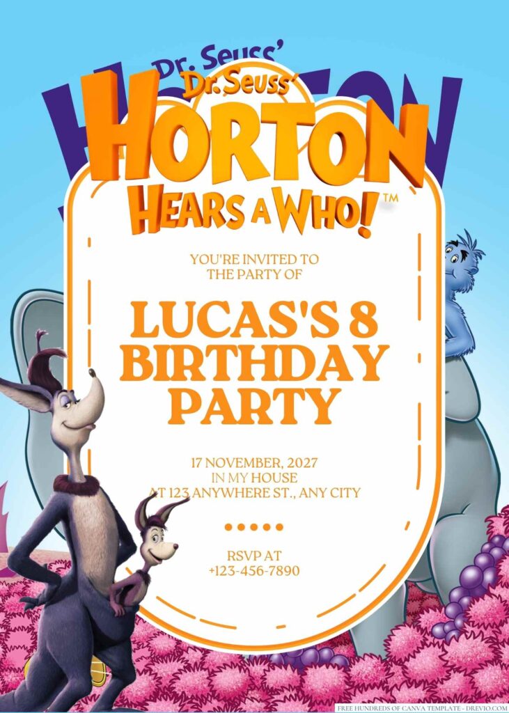 Free Editable Horton Hears a Who! Birthday Invitation