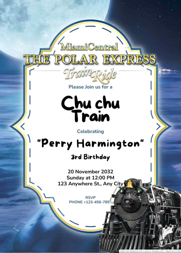 Free Editable The Polar Express Birthday Invitation