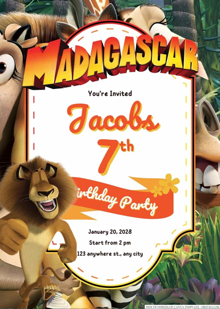 Free Editable Madagascar Birthday Invitation