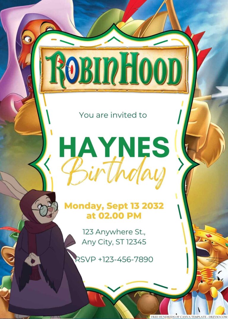 Free Editable Robin Hood Birthday Invitation
