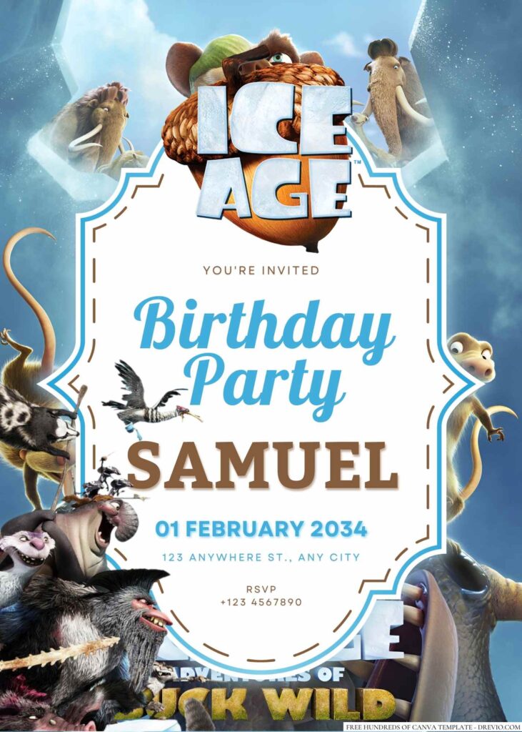 Free Editable Ice Age Birthday Invitation